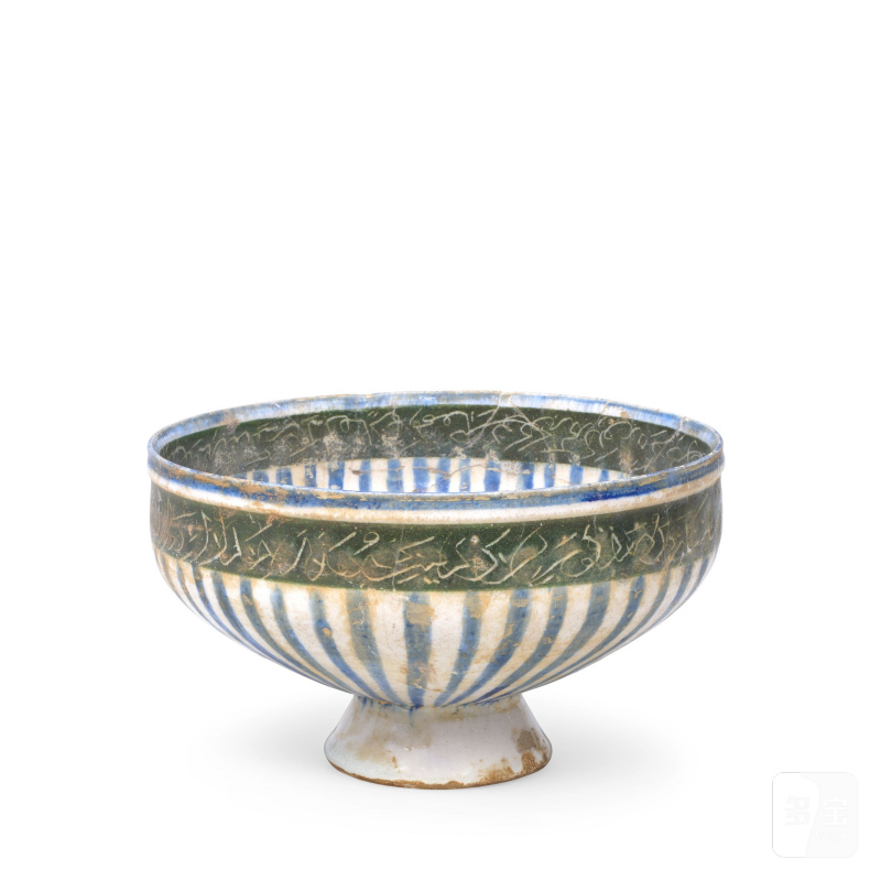 A Kashan underglaze-painted pottery bowl - 图4